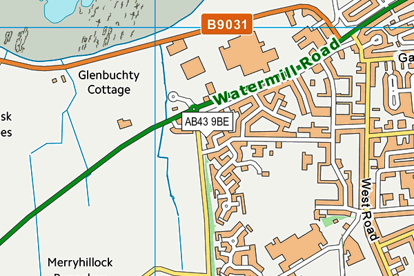 AB43 9BE map - OS VectorMap District (Ordnance Survey)