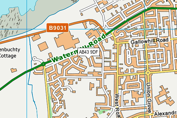 AB43 9DF map - OS VectorMap District (Ordnance Survey)