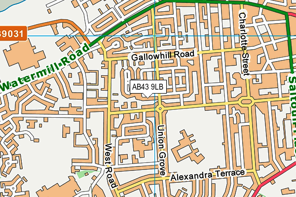 AB43 9LB map - OS VectorMap District (Ordnance Survey)