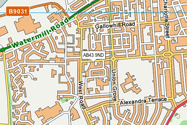AB43 9ND map - OS VectorMap District (Ordnance Survey)