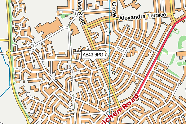 AB43 9PG map - OS VectorMap District (Ordnance Survey)