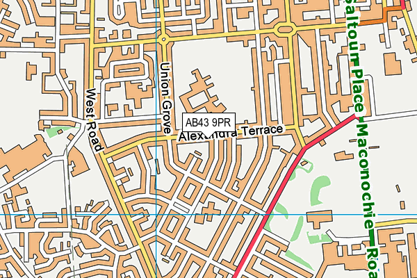 AB43 9PR map - OS VectorMap District (Ordnance Survey)