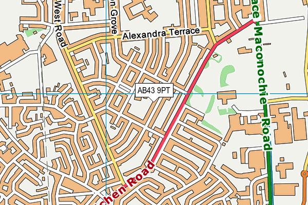 AB43 9PT map - OS VectorMap District (Ordnance Survey)