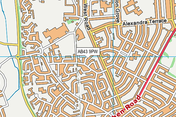 AB43 9PW map - OS VectorMap District (Ordnance Survey)