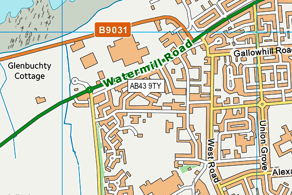 AB43 9TY map - OS VectorMap District (Ordnance Survey)