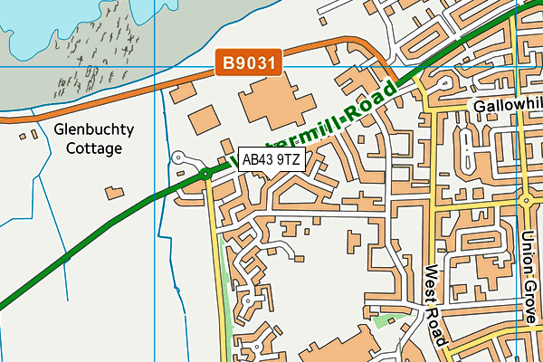 AB43 9TZ map - OS VectorMap District (Ordnance Survey)