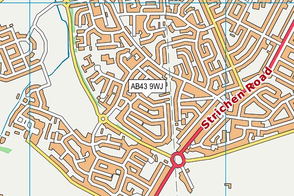 AB43 9WJ map - OS VectorMap District (Ordnance Survey)