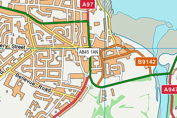 AB45 1AN map - OS VectorMap District (Ordnance Survey)