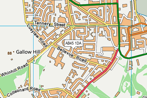 AB45 1DA map - OS VectorMap District (Ordnance Survey)