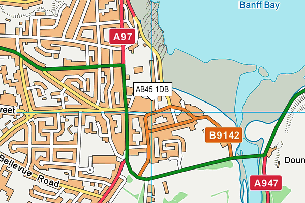 AB45 1DB map - OS VectorMap District (Ordnance Survey)