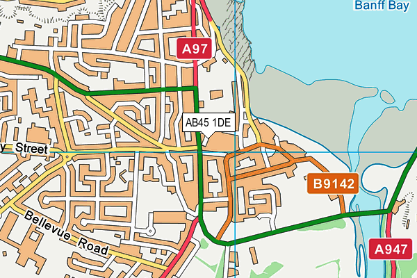 AB45 1DE map - OS VectorMap District (Ordnance Survey)