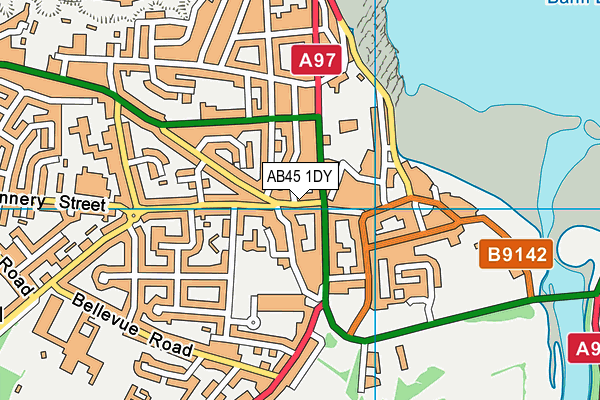 AB45 1DY map - OS VectorMap District (Ordnance Survey)