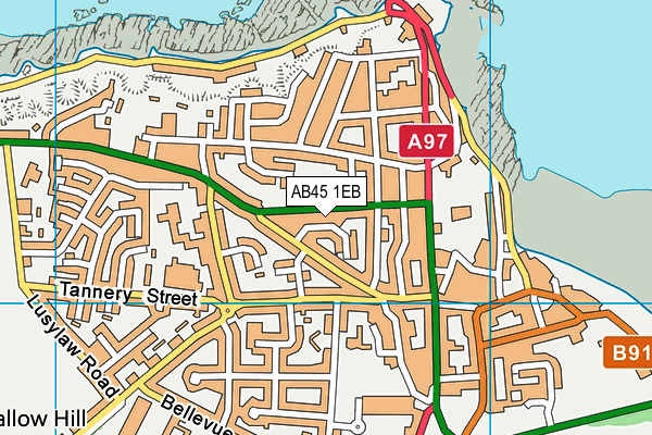AB45 1EB map - OS VectorMap District (Ordnance Survey)