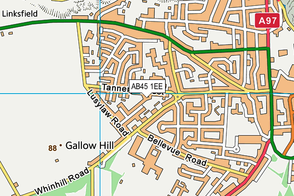 AB45 1EE map - OS VectorMap District (Ordnance Survey)