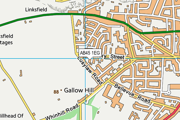 AB45 1EG map - OS VectorMap District (Ordnance Survey)