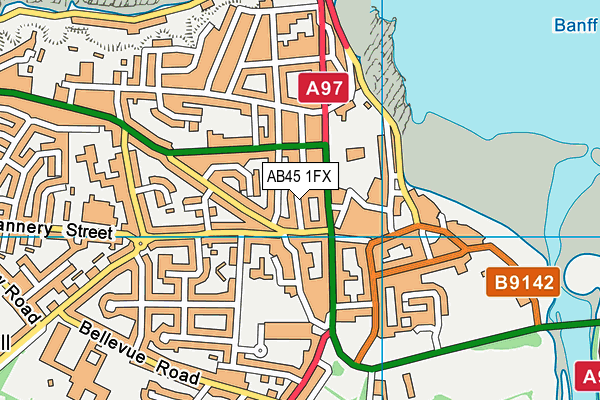 AB45 1FX map - OS VectorMap District (Ordnance Survey)