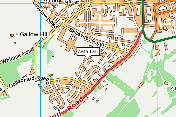 AB45 1GD map - OS VectorMap District (Ordnance Survey)