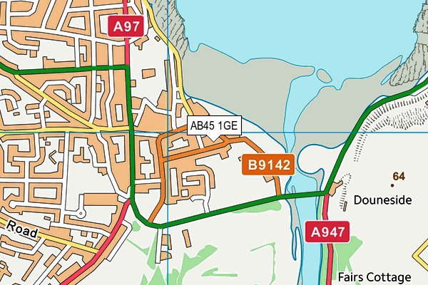 AB45 1GE map - OS VectorMap District (Ordnance Survey)