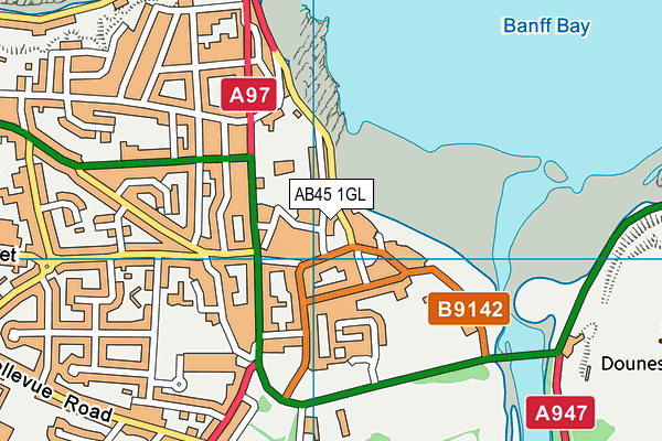 AB45 1GL map - OS VectorMap District (Ordnance Survey)