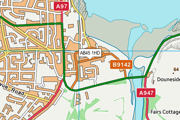 AB45 1HD map - OS VectorMap District (Ordnance Survey)