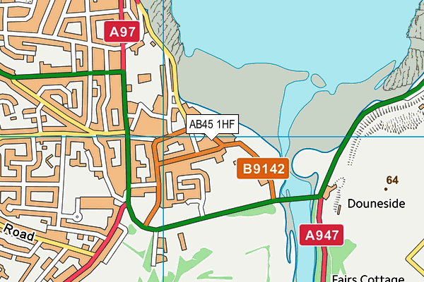 AB45 1HF map - OS VectorMap District (Ordnance Survey)