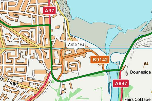 AB45 1HJ map - OS VectorMap District (Ordnance Survey)