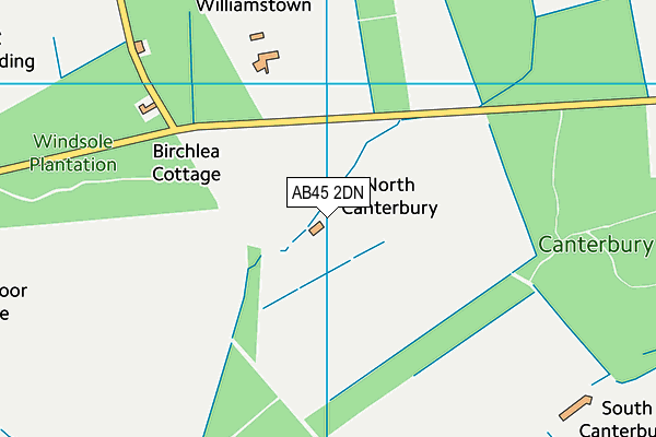 AB45 2DN map - OS VectorMap District (Ordnance Survey)