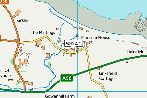 AB45 2JY map - OS VectorMap District (Ordnance Survey)