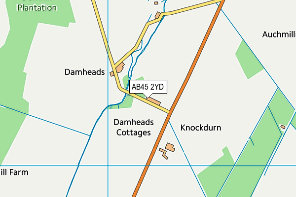 AB45 2YD map - OS VectorMap District (Ordnance Survey)