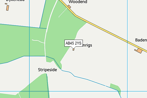 AB45 2YS map - OS VectorMap District (Ordnance Survey)