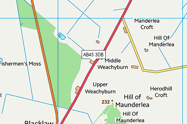 AB45 3DB map - OS VectorMap District (Ordnance Survey)