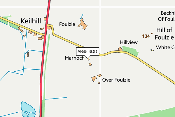 AB45 3QD map - OS VectorMap District (Ordnance Survey)