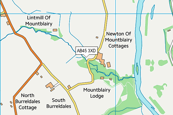 AB45 3XD map - OS VectorMap District (Ordnance Survey)