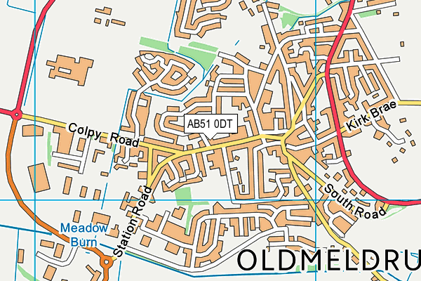 AB51 0DT map - OS VectorMap District (Ordnance Survey)