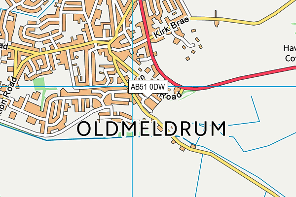 AB51 0DW map - OS VectorMap District (Ordnance Survey)