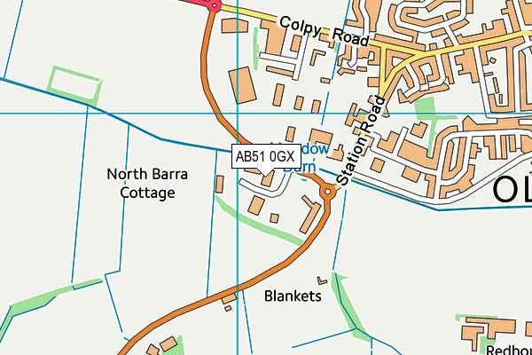 AB51 0GX map - OS VectorMap District (Ordnance Survey)