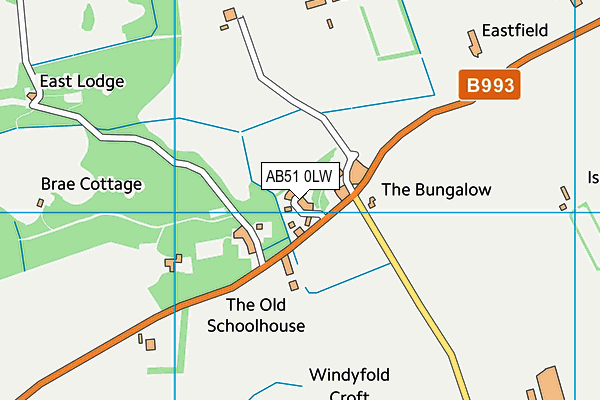 AB51 0LW map - OS VectorMap District (Ordnance Survey)