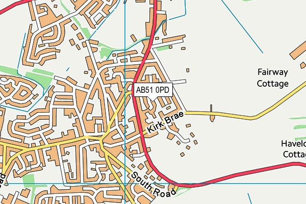 AB51 0PD map - OS VectorMap District (Ordnance Survey)