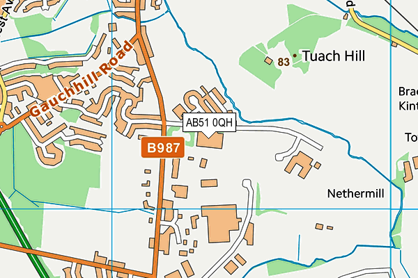 AB51 0QH map - OS VectorMap District (Ordnance Survey)
