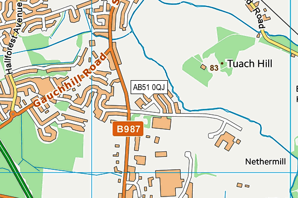 AB51 0QJ map - OS VectorMap District (Ordnance Survey)