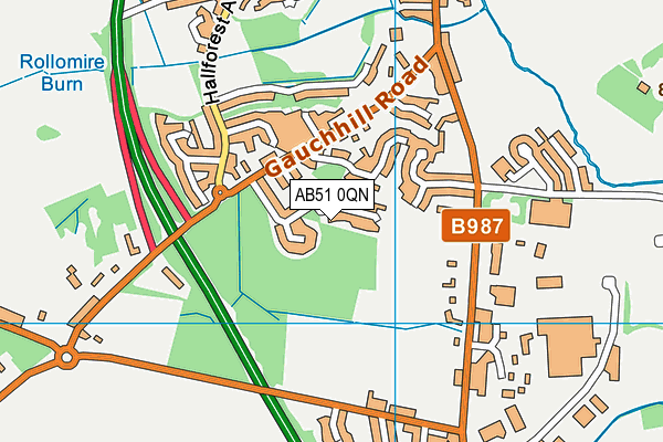 AB51 0QN map - OS VectorMap District (Ordnance Survey)