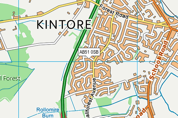 AB51 0SB map - OS VectorMap District (Ordnance Survey)