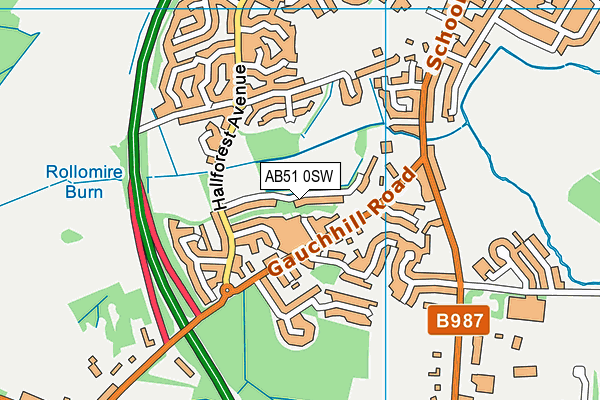 AB51 0SW map - OS VectorMap District (Ordnance Survey)