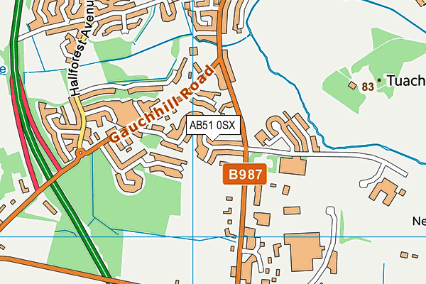 AB51 0SX map - OS VectorMap District (Ordnance Survey)