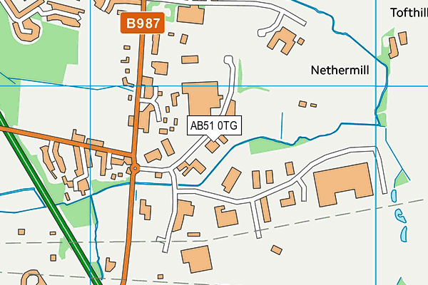 AB51 0TG map - OS VectorMap District (Ordnance Survey)