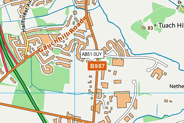 AB51 0UY map - OS VectorMap District (Ordnance Survey)