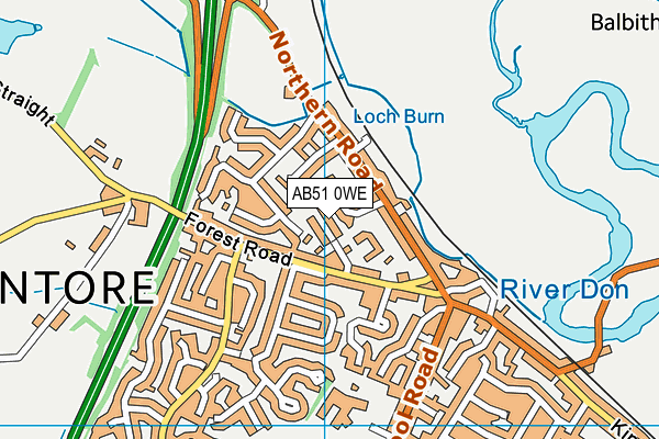 AB51 0WE map - OS VectorMap District (Ordnance Survey)