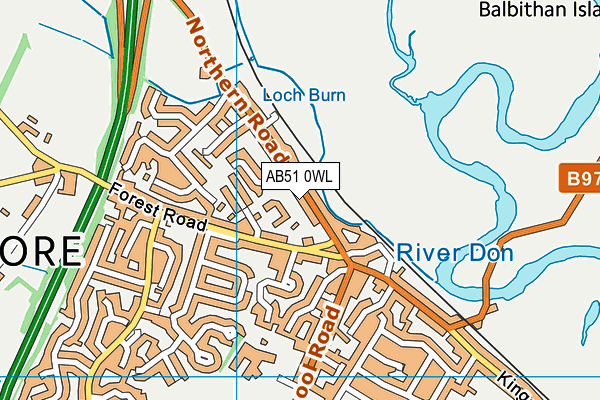AB51 0WL map - OS VectorMap District (Ordnance Survey)