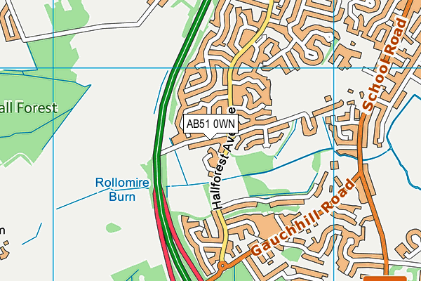 AB51 0WN map - OS VectorMap District (Ordnance Survey)