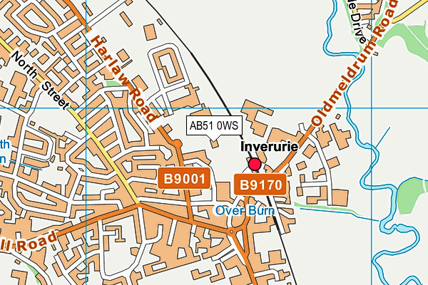 AB51 0WS map - OS VectorMap District (Ordnance Survey)